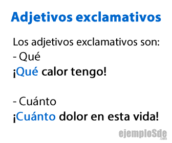 Los adjetivos exclamativos son qué y cuánto.