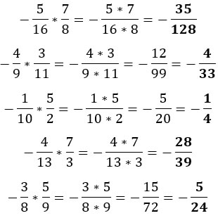 Ejemplos de multiplicación de fracciones